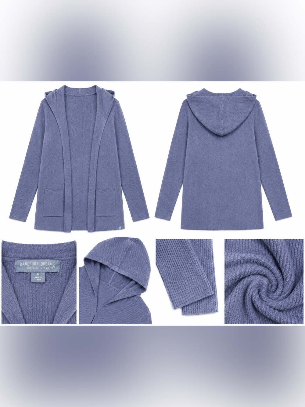 Barefoot Dreams CozyChic Ultra Lite Hooded Cardigan M
